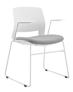ARM CHAIR SNOUT SLED WHITE GREY SEATPAD