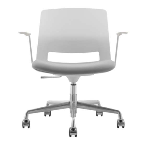 ARM CHAIR GLOVE CASTOR WHITE + GREY SEATPAD