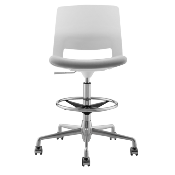 STOOL SNOUT CASTOR WHITE GREY SEATPAD front new 1