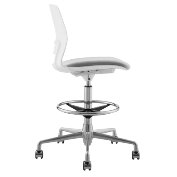 STOOL SNOUT CASTOR WHITE GREY SEATPAD side side new 1